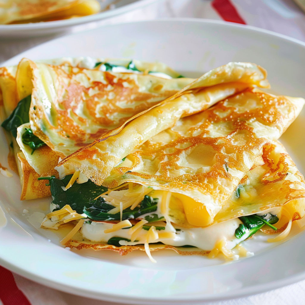 Une tranche de tarte garnie de légumes verts et de fromage.