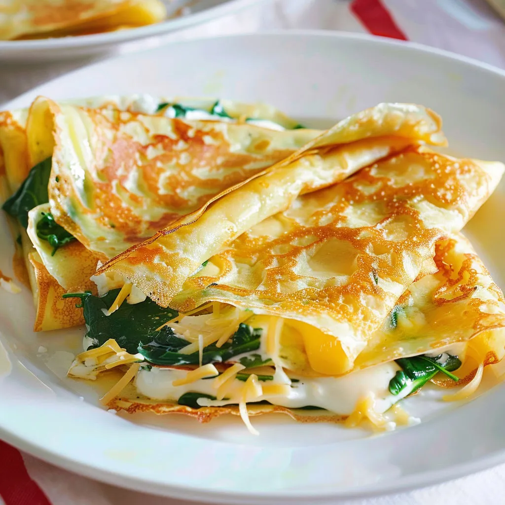 Une tranche de tarte garnie de légumes verts et de fromage.