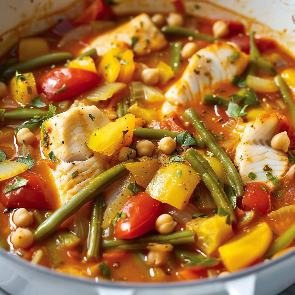 Un plat de poisson et légumes dans un bol.