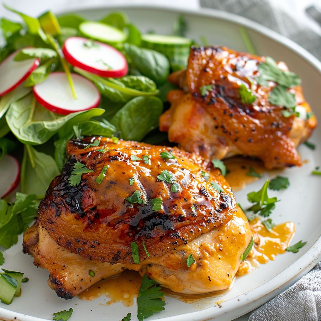 Assiette de poulet ultra croustillant et sauce asiatique à la cacahuète.