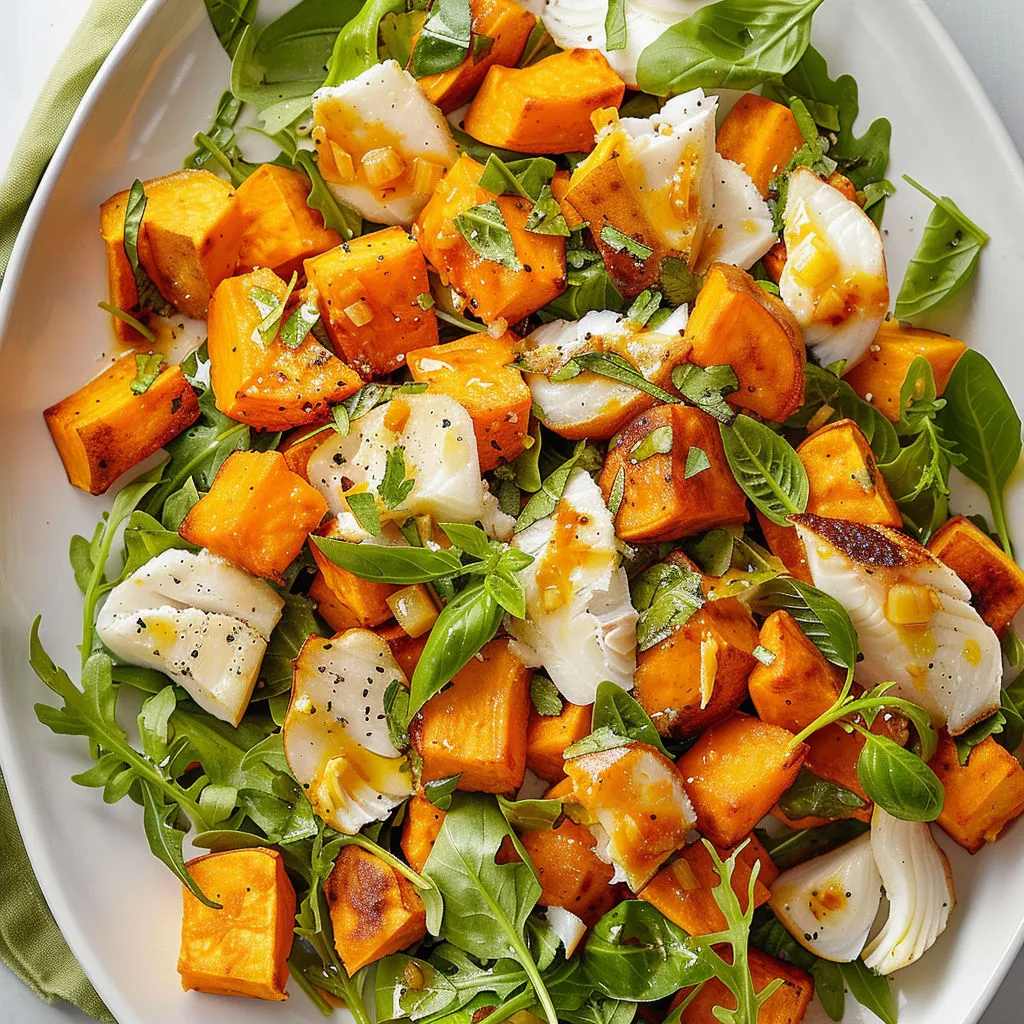 Plat coloré avec carottes, laitue, légumes verts et tomates.
