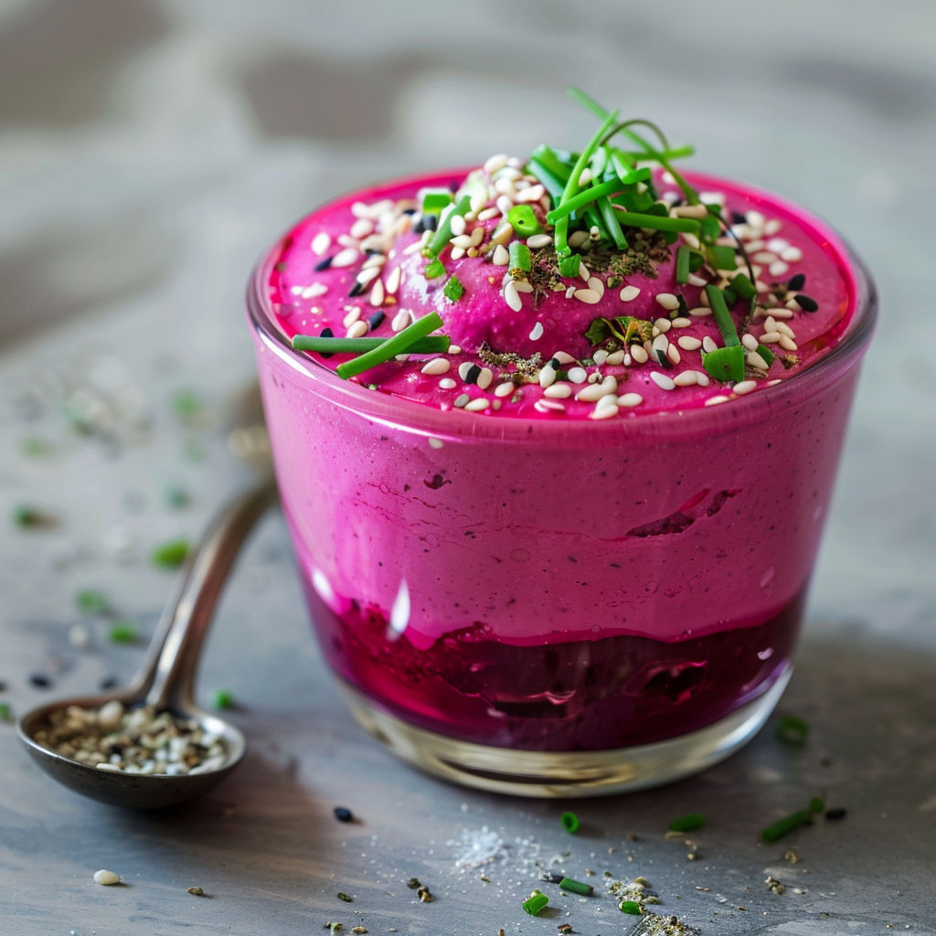 Verrine fraîche betterave citron style dessert.