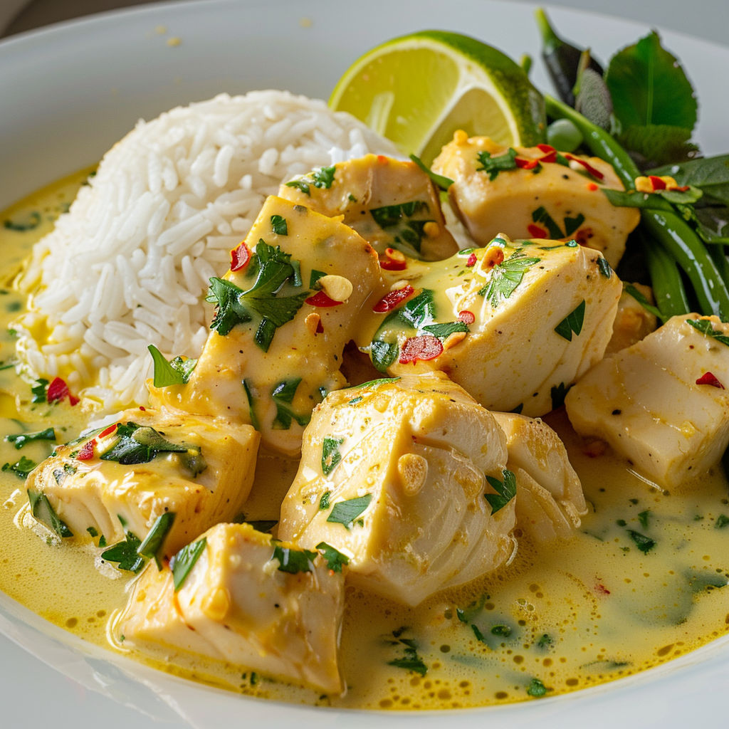 Assiette avec poulet, riz et citron vert.