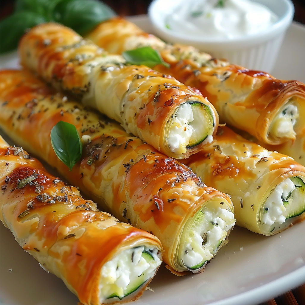 Délicieux rouleaux croustillants de courgettes et fromages.