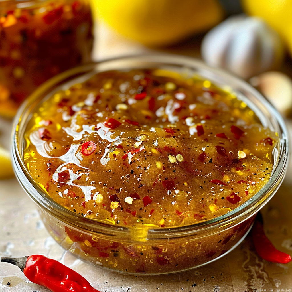 Un bol rempli d'une sauce au mélange de miel et citron.