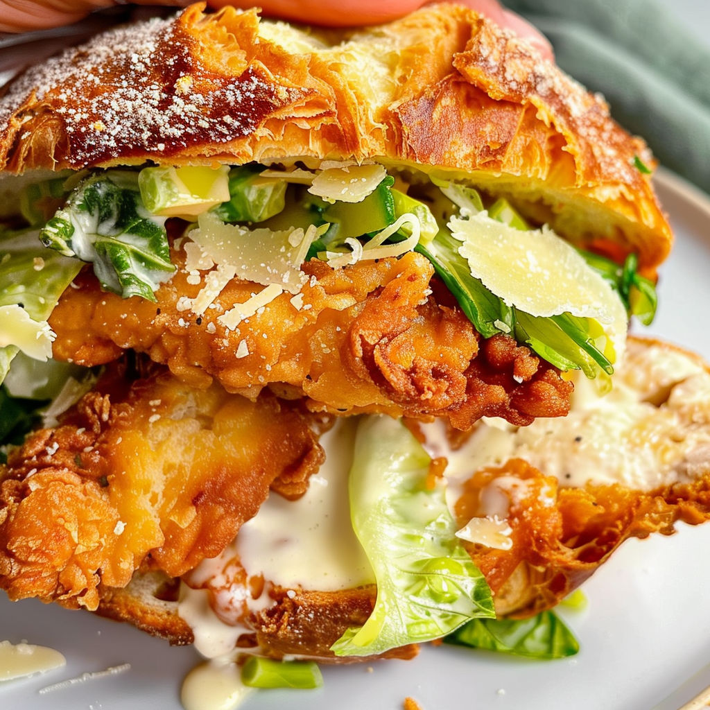 Un sandwich au poulet plein de verdure et d’herbes prêt à croquer.