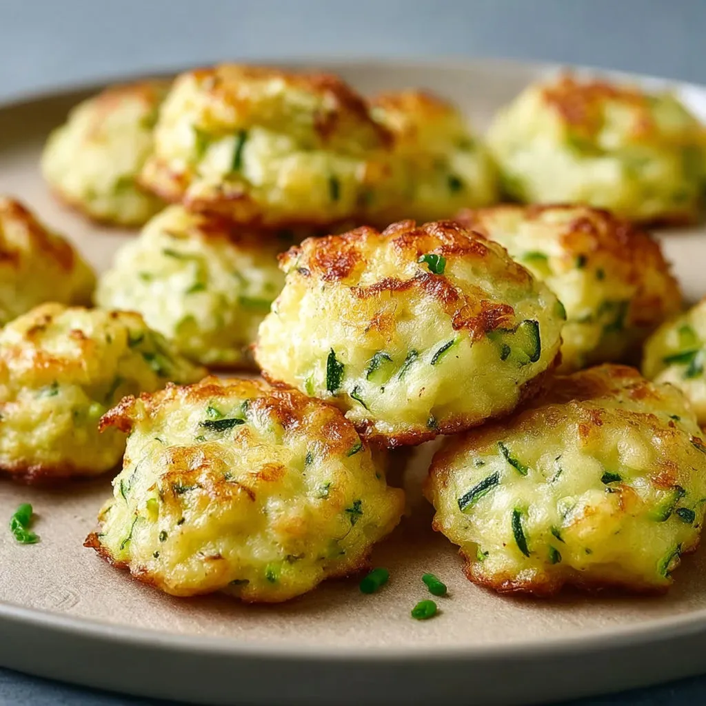 Une plaque de bouchées courgettes fromage.