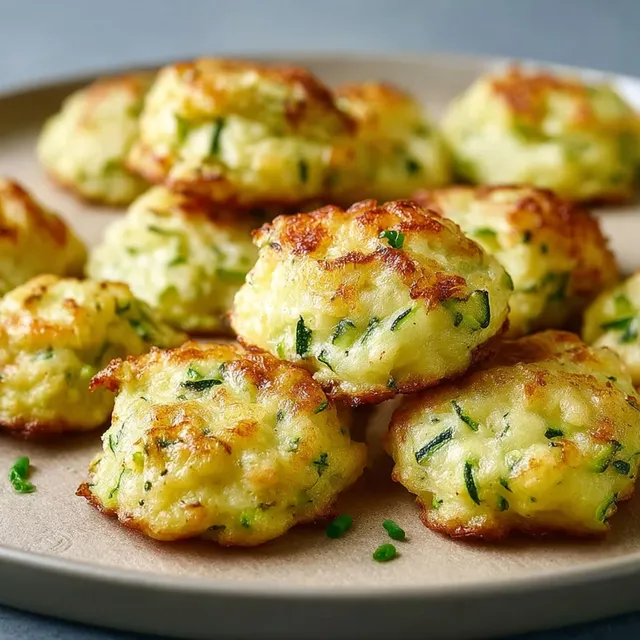 Une plaque de bouchées courgettes fromage.