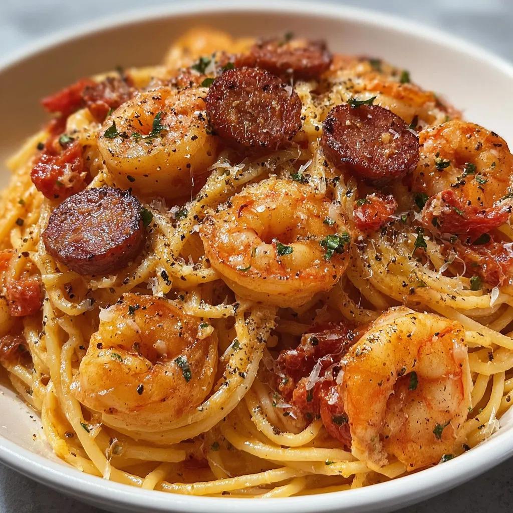 Un plat de spaghetti avec du poulet et des herbes.