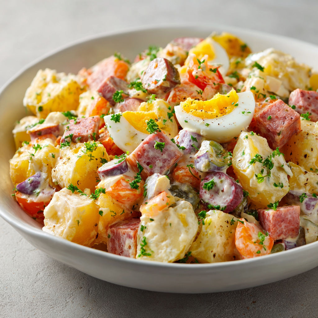 Délicieuse salade piémontaise servie joliment dans un bol.