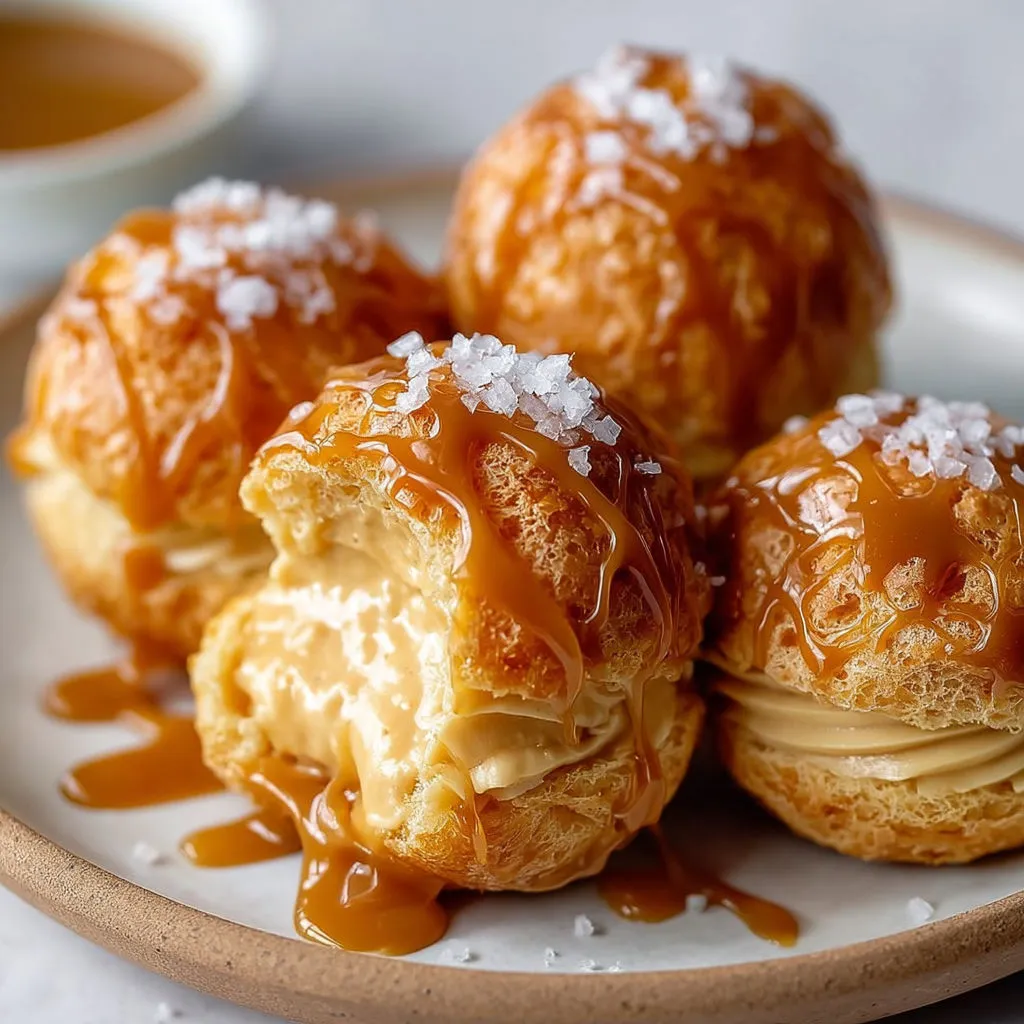 Choux moelleux cœur de caramel salé maison, trop faciles à réussir.
