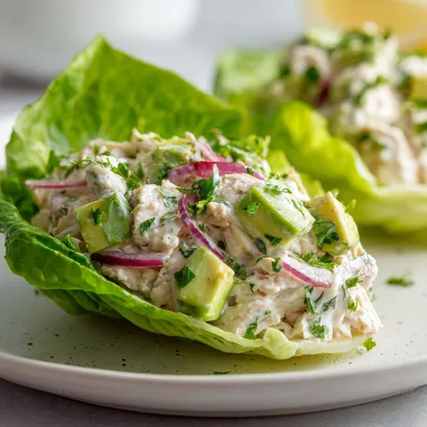 Wraps frais à la laitue, poulet et avocat.