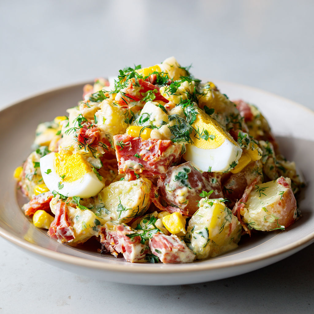 Un grand saladier de salade composée avec légumes et viande sur une table.
