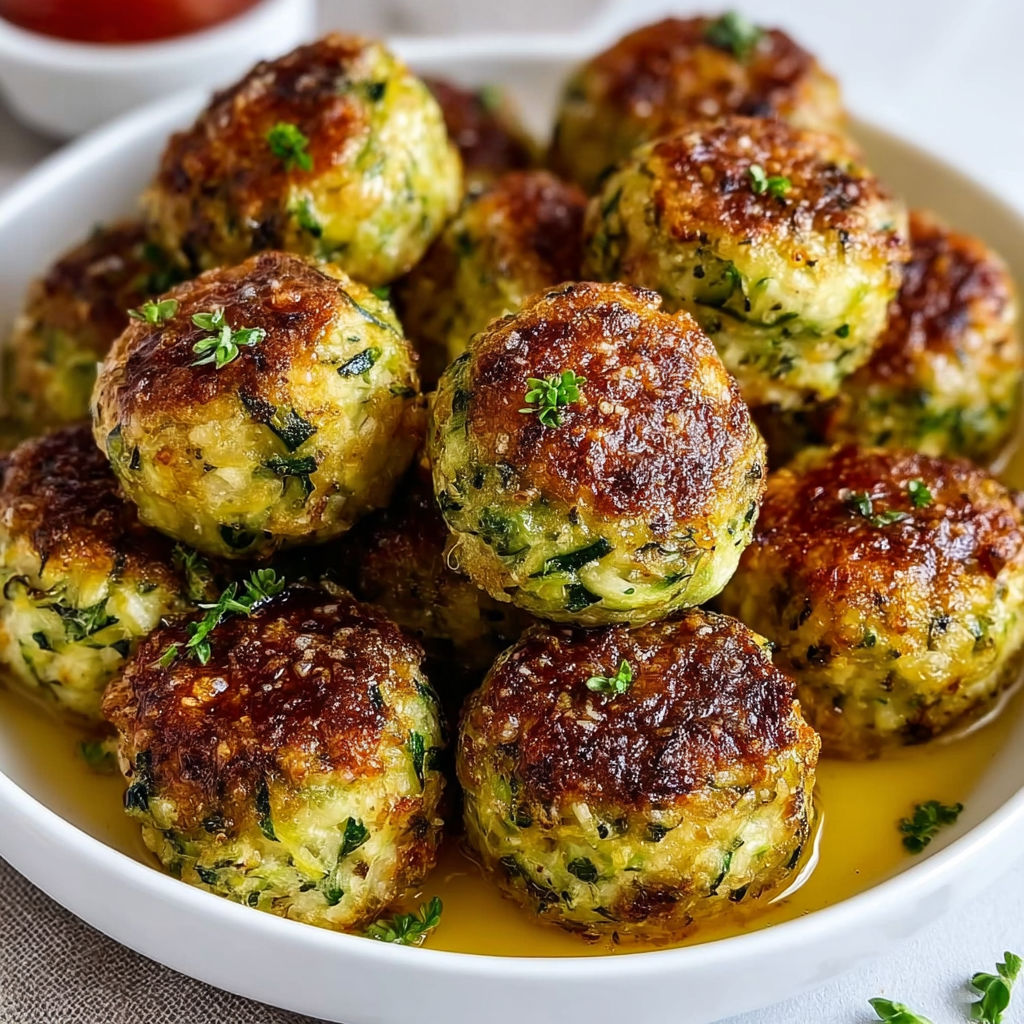 Boulettes de courgettes toutes légères et grillées, parfaites au four.
