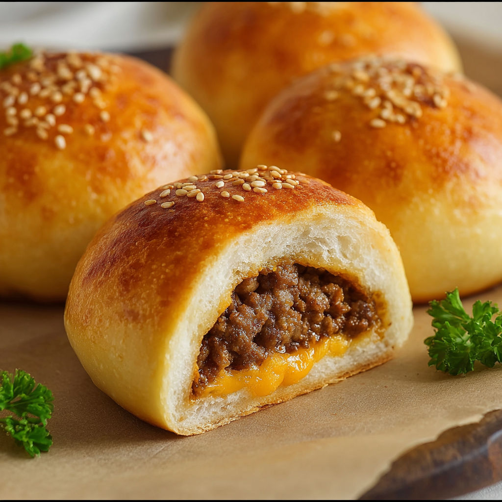 Pain garni moelleux avec viande et fromage fondant, parfait pour toutes occasions.