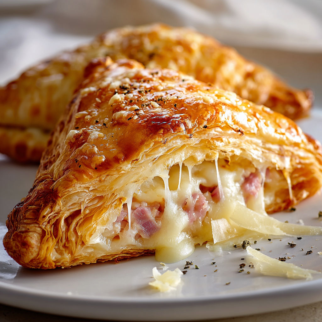 Délicieux feuilletés au jambon croustillants et gourmands.