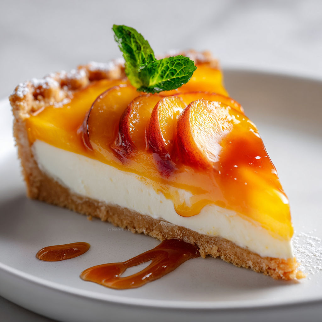 Mascarpone et pêche sur pâte sablée