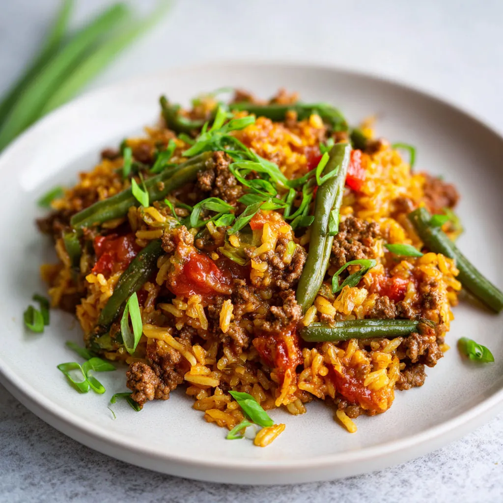 Un plat de riz garni de légumes verts et d’épinards.