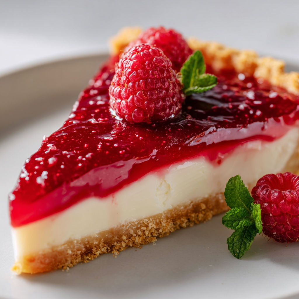Une délicate tarte mascarpone framboises prête à être dégustée.