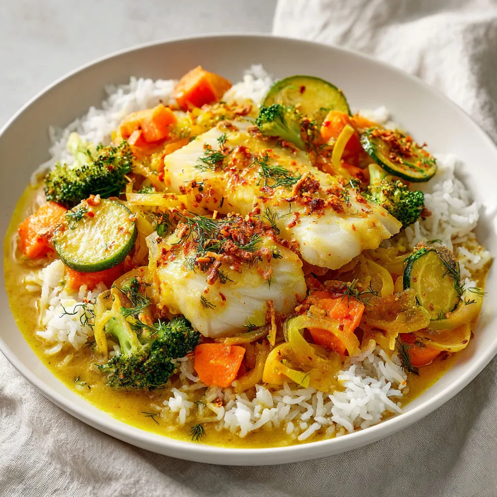 Bol de riz avec poisson, brocoli, carottes, vue gourmande.