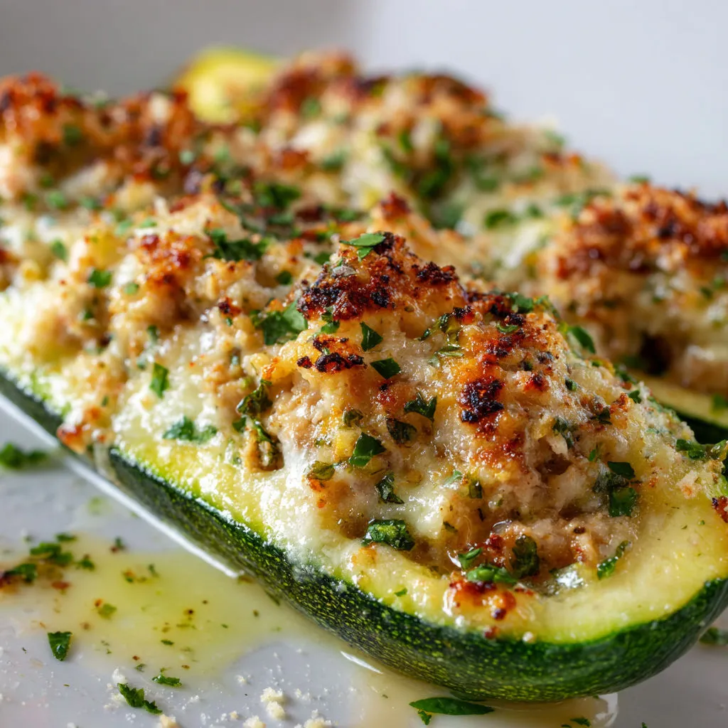 Poivrons garnis de fromage râpé et d’herbes, servis sur une belle assiette blanche.