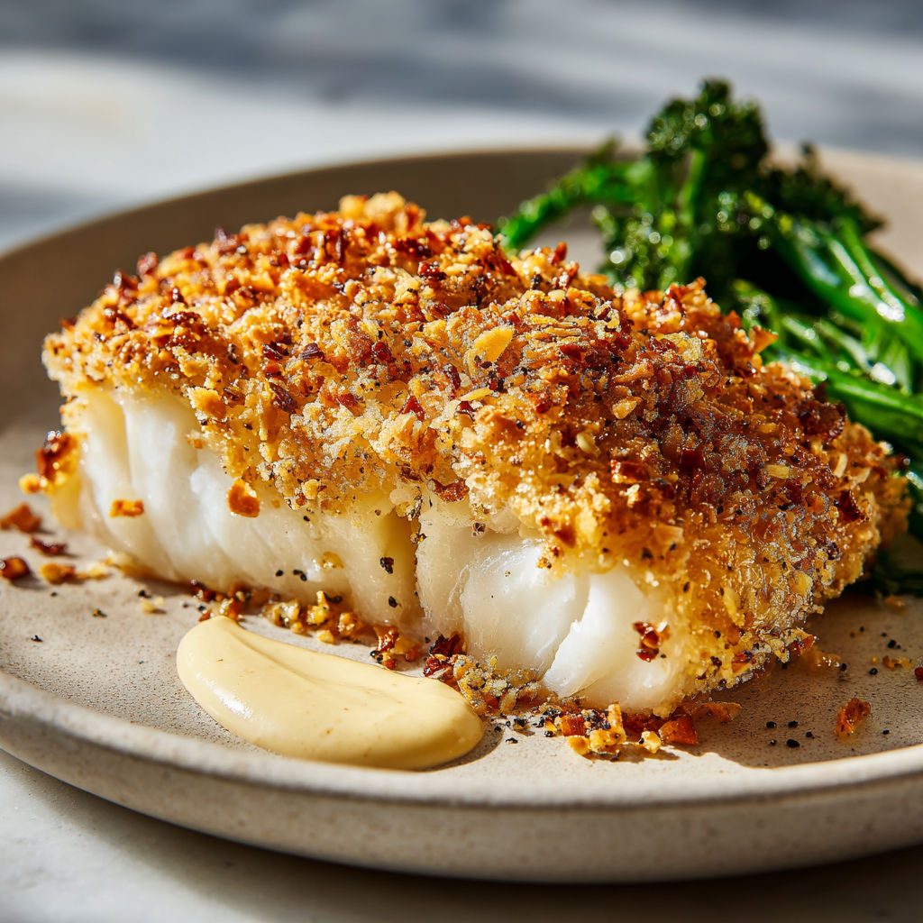 Un poisson fumé et des légumes verts servis sur un plateau.