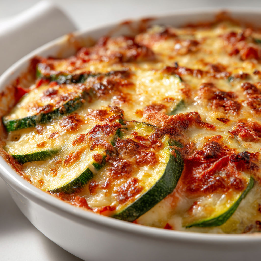 Plat généreux de courgettes gratinées au thon, avec fromage doré.