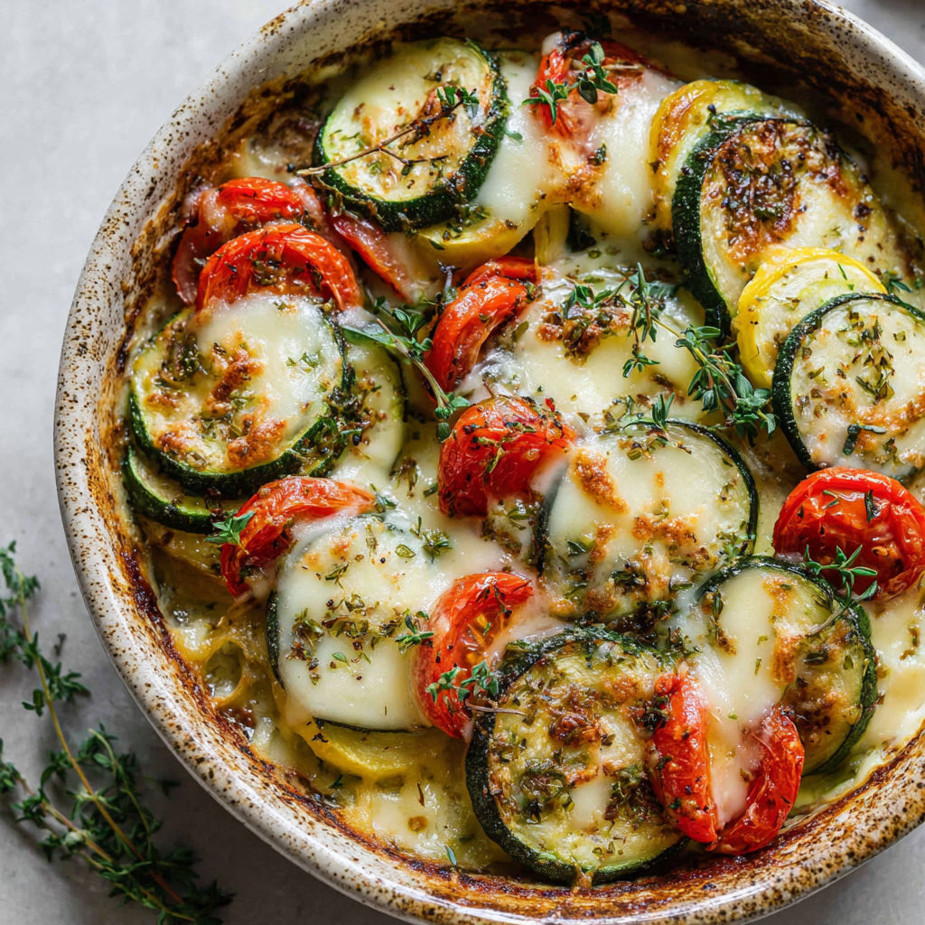Une tarte aux courgettes, tomates, herbes et fromage, préparée maison.