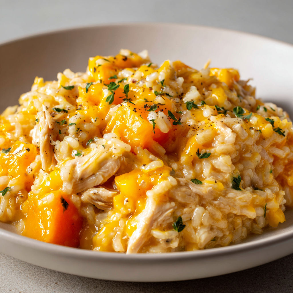 Un plat de risotto garni de légumes et servi tout chaud.