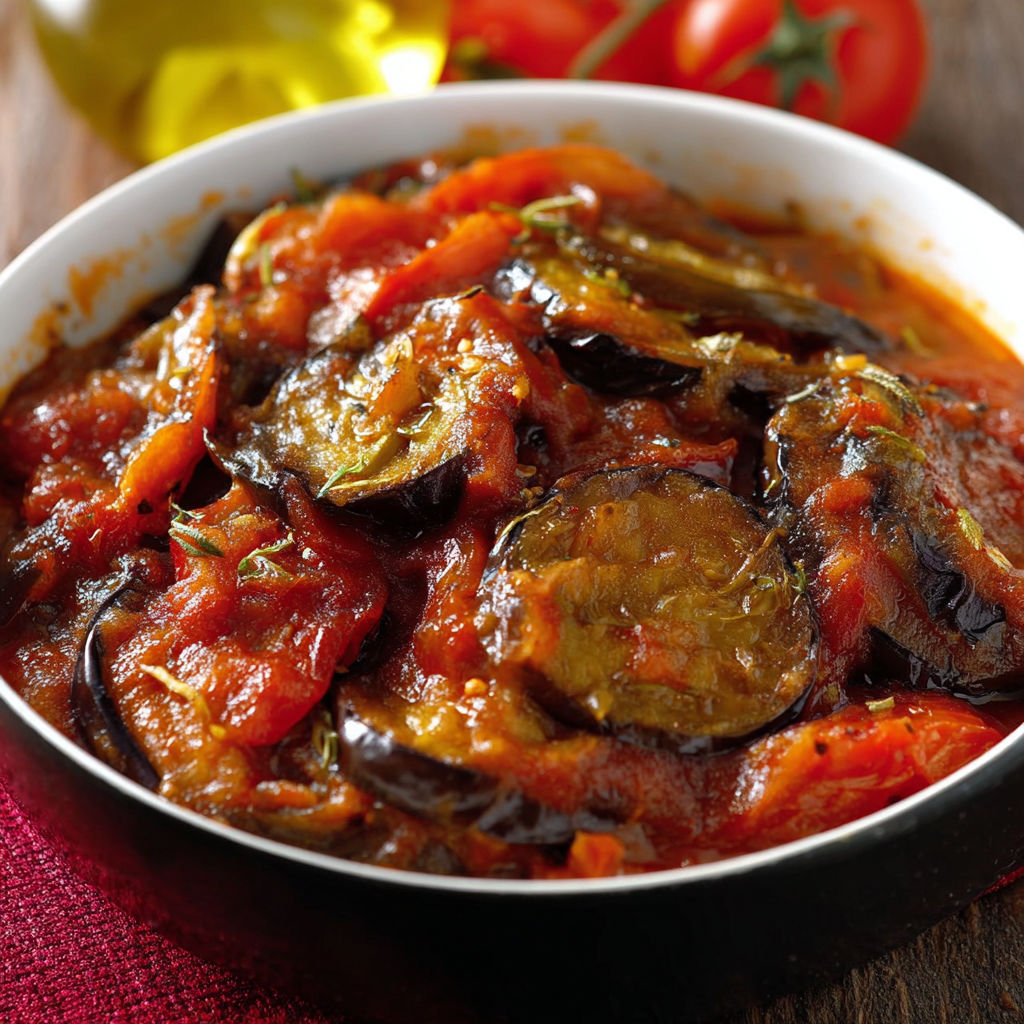 Des raviolis avec tomates et aubergines servis dans un bol transparent.