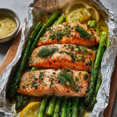Papillote de saumon avec des asperges croquantes et une touche de citron sur mrcuisto.com