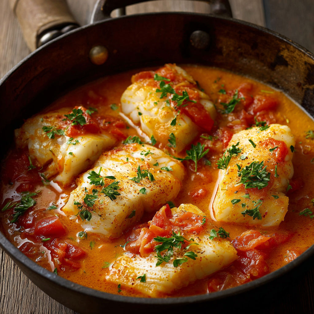Plat de poisson en croûte servi dans un bol en fonte.