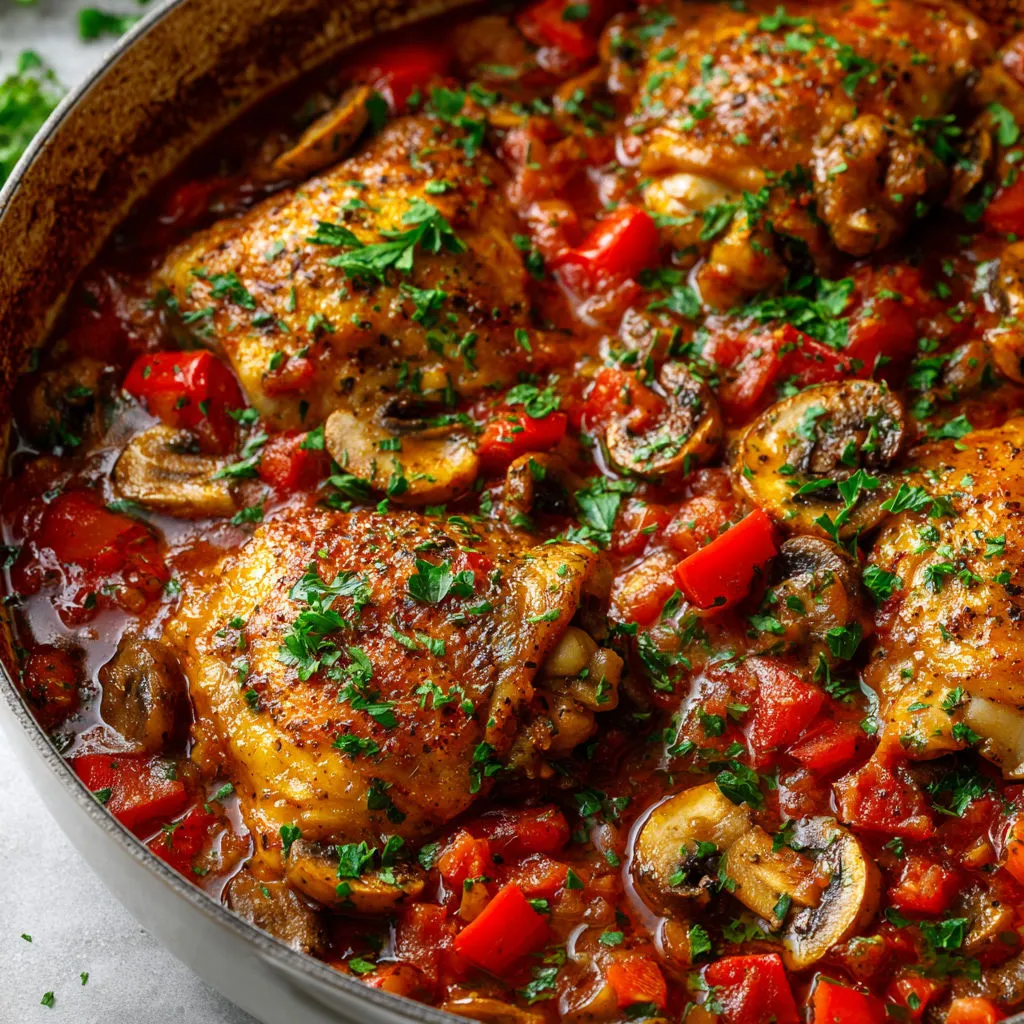 Bouillon clair au poulet, champignons et épinards.