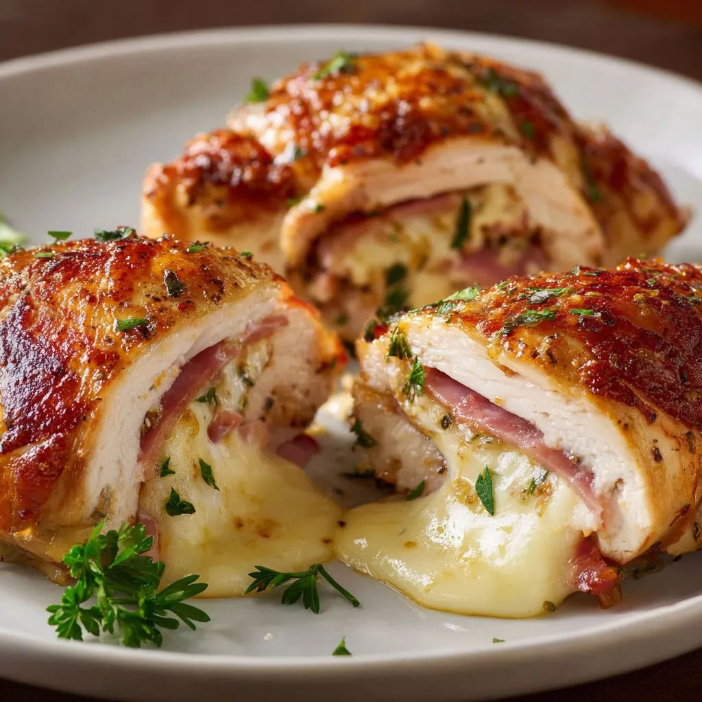 Escalopes de poulet farcies au fromage filant