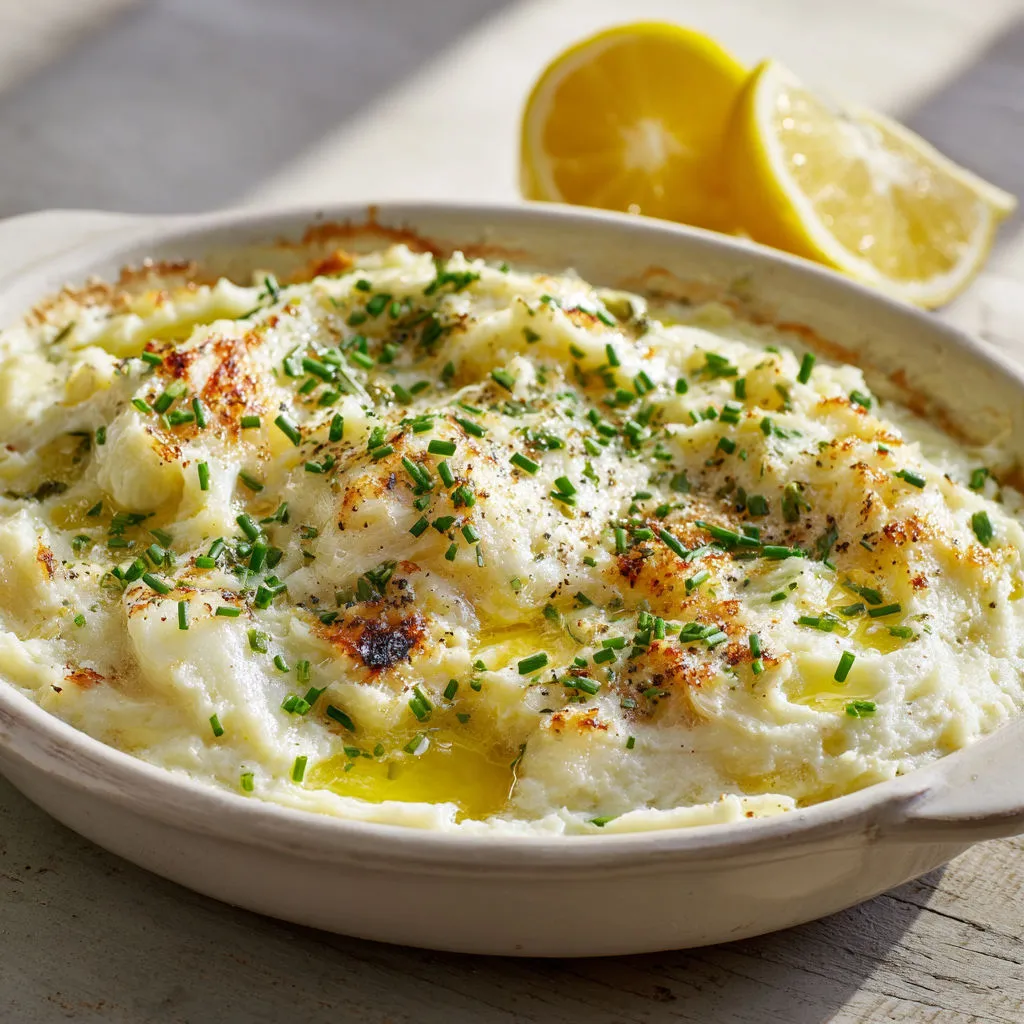 Une tarte aux pommes et fines herbes posée sur une planche en bois.