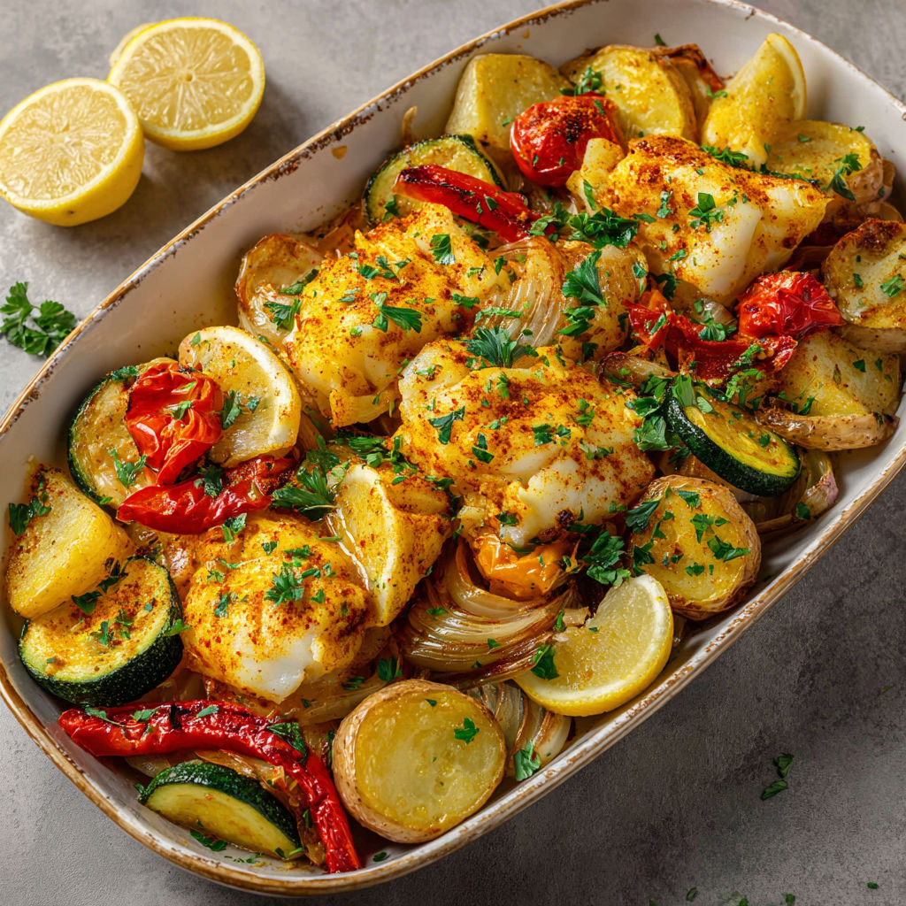 Un plat de poisson et légumes en bol.