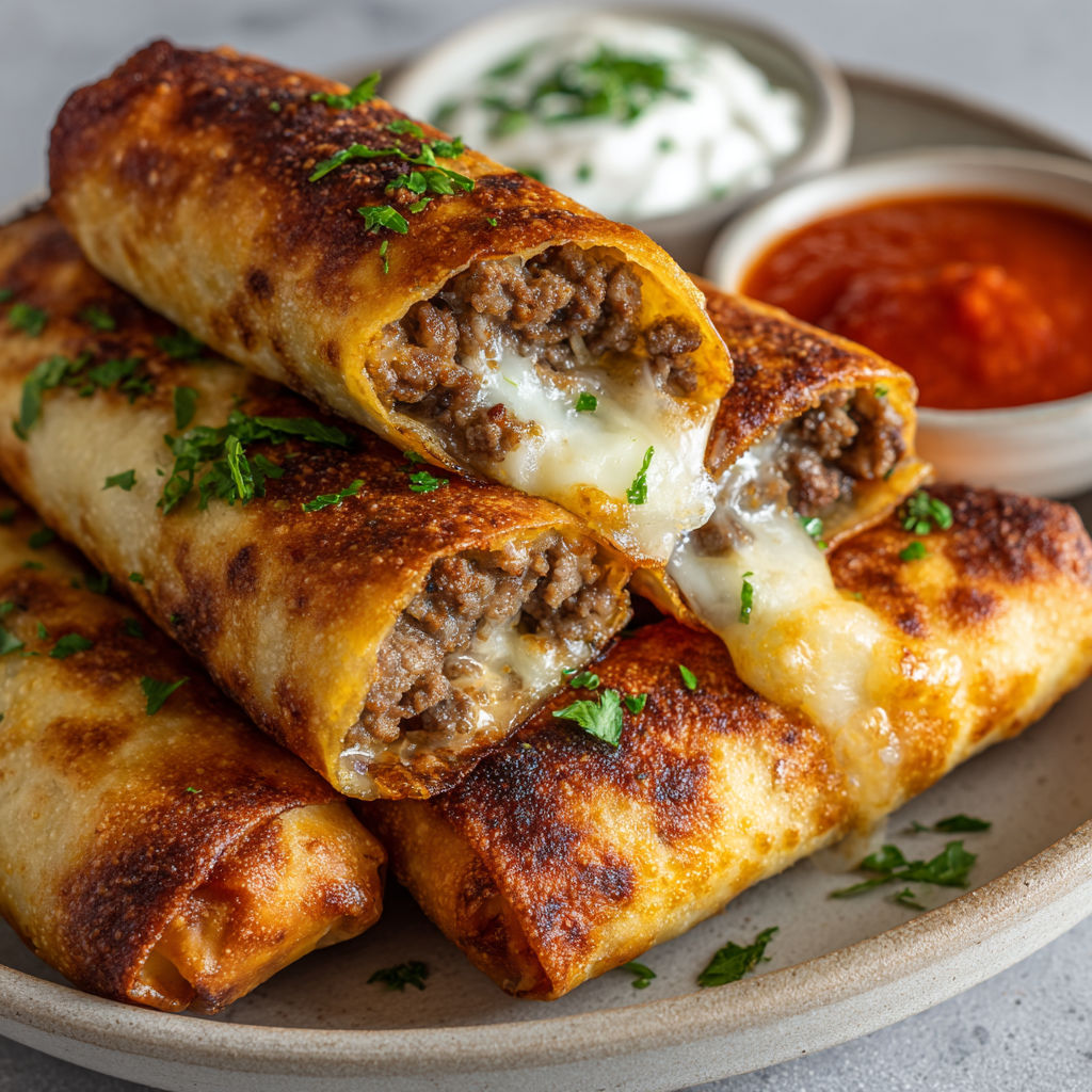 Des quesadillas mexicaines, sauces et herbes fraîches sur la table.