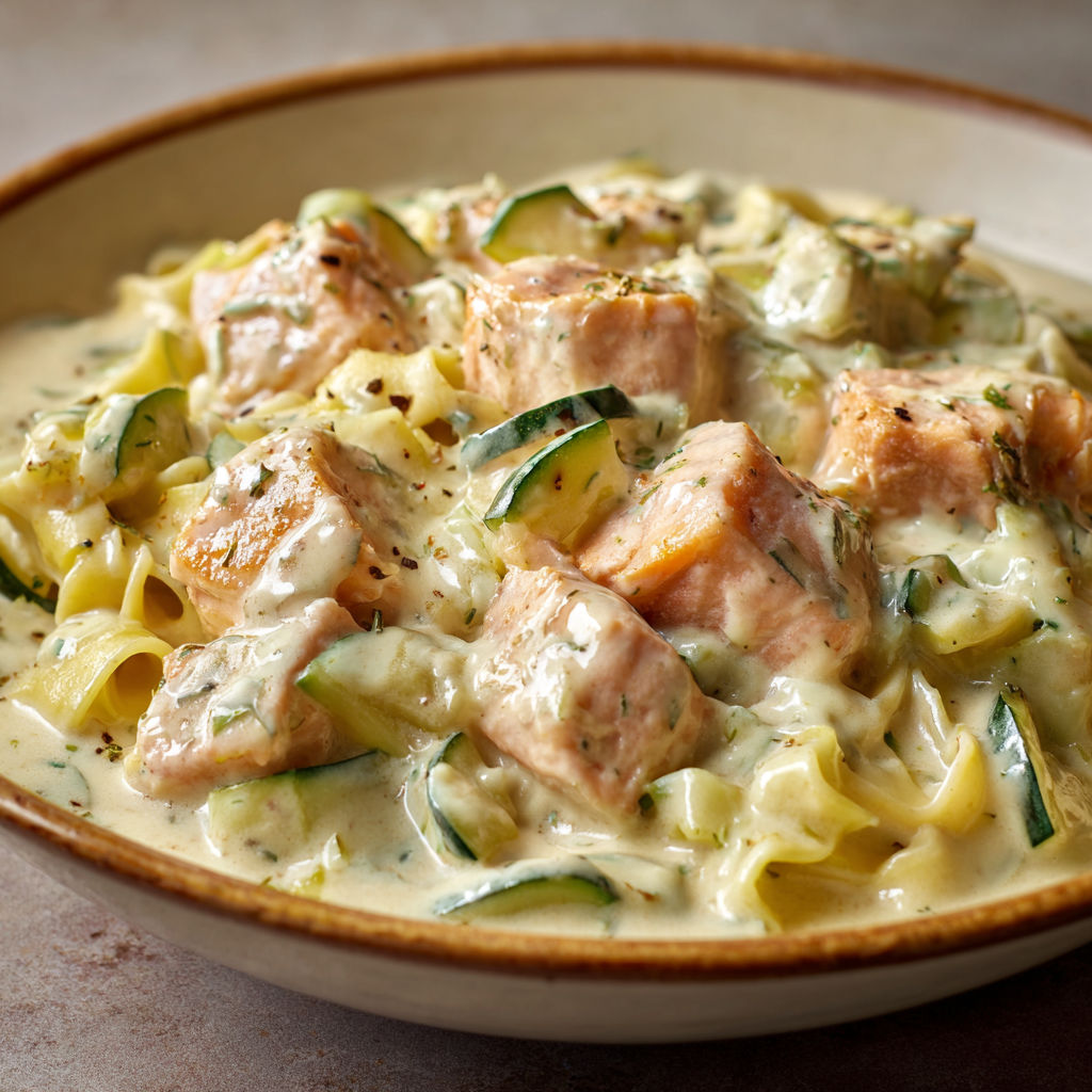 Des raviolis aux légumes verts et viandes grillées sur l’assiette.