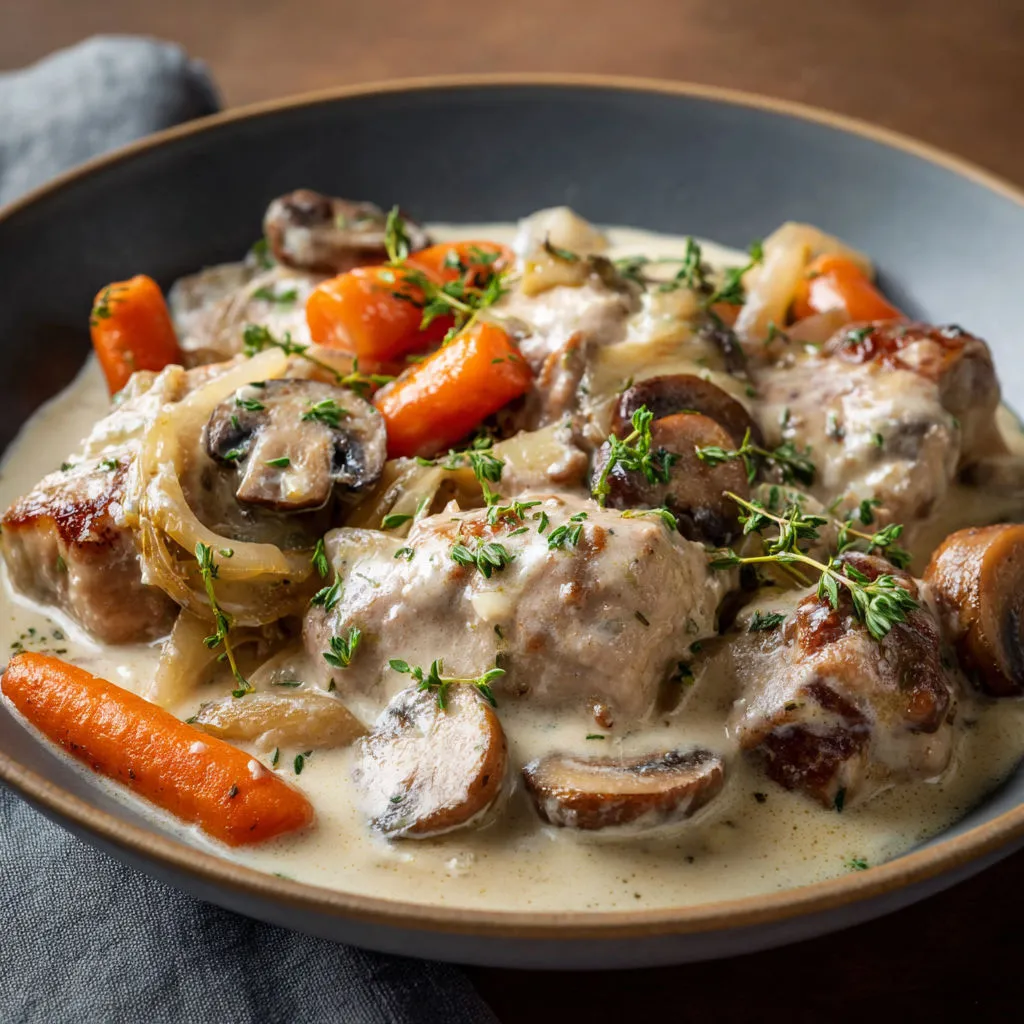 Plat chaleureux : la blanquette de veau crémeuse.