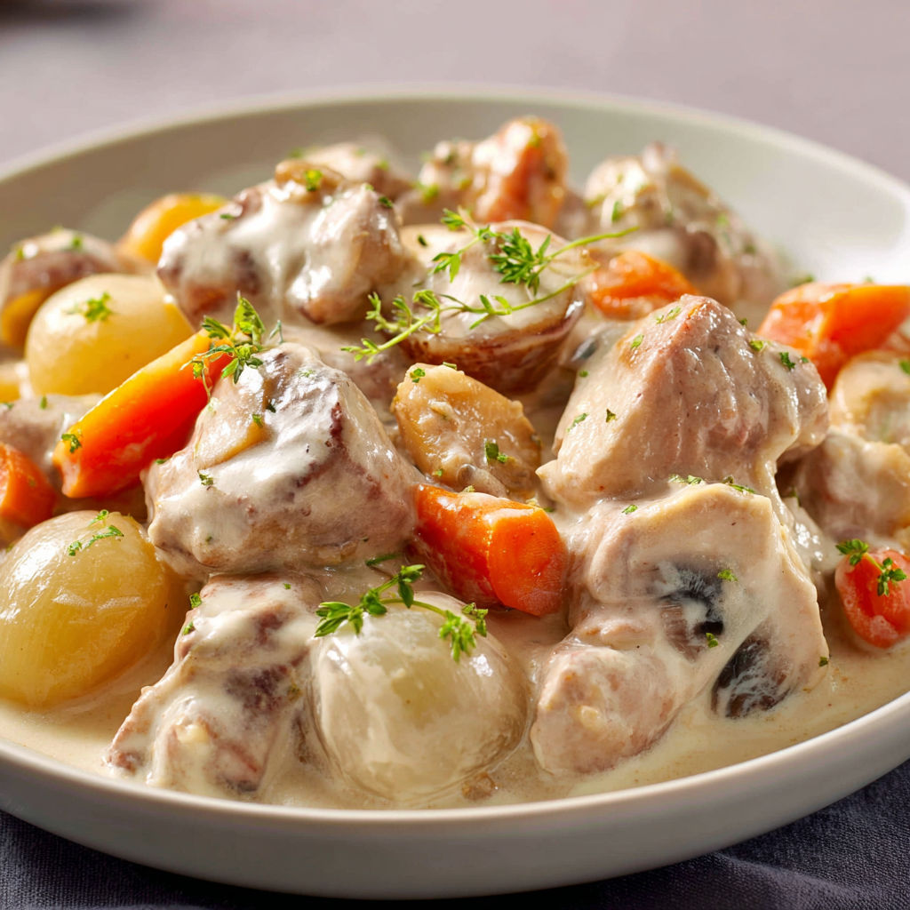 Veau bien tendre mijoté à la crème et citron