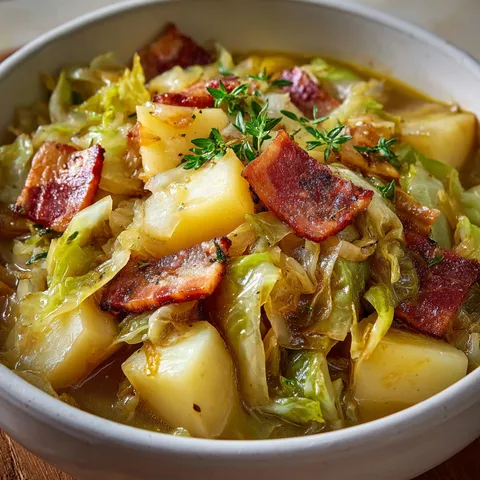 Un délicieux mélange de chou tendre avec pommes de terre fondantes et bacon croquant.