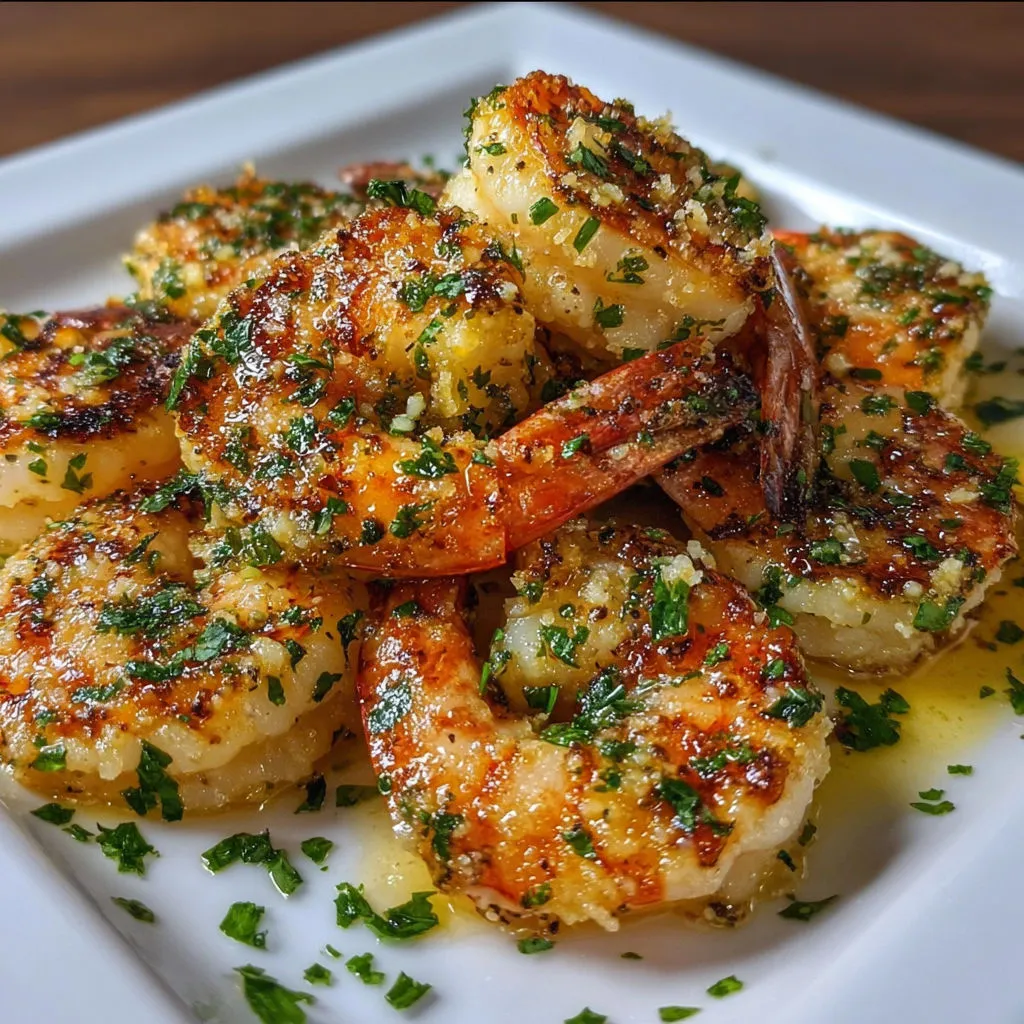 Crevettes dorées à l’ail et fromage