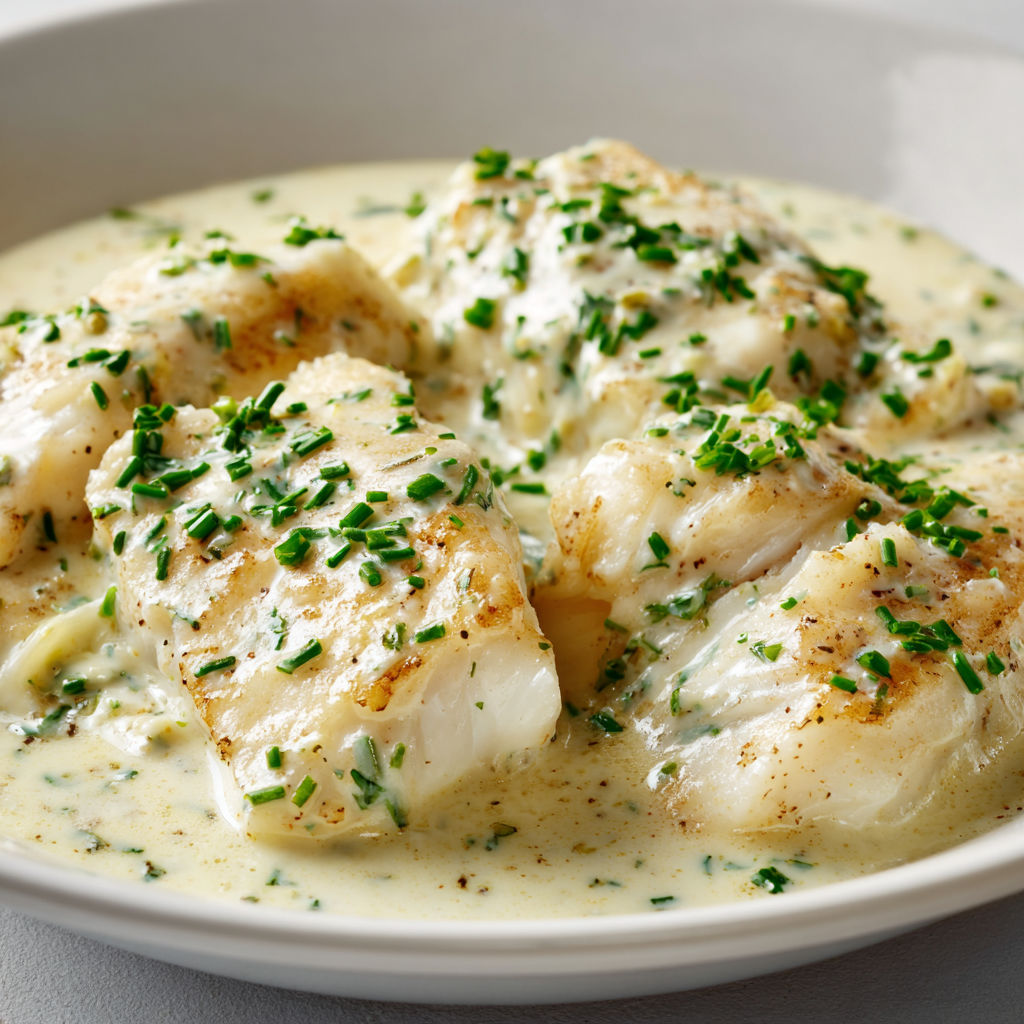 Cabillaud nappé de crème et herbes fraîches