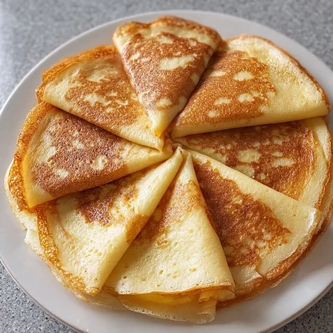 Une pile de crêpes légères au beurre et aux œufs, prêtes à être dégustées.