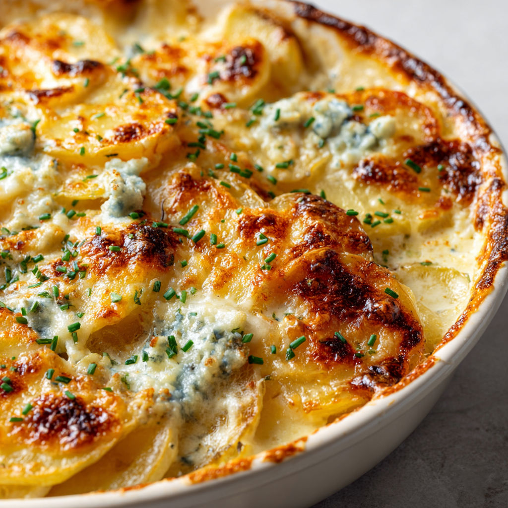 Tarte aux pommes et fromage servie dans un bol en porcelaine.
