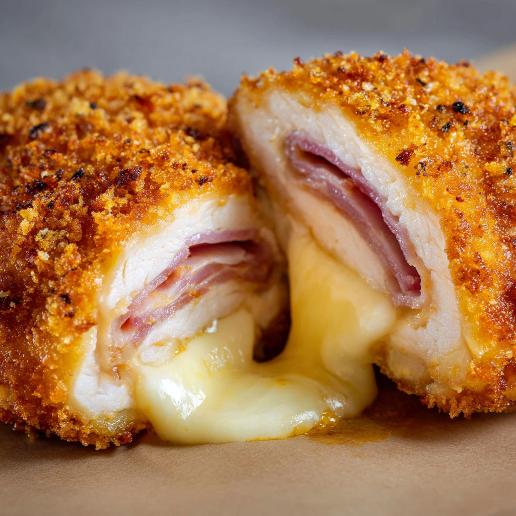 Croissant garni de fromage et jambon fondant.