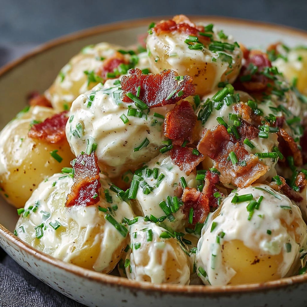 Assiette pommes de terre bacon ail et sauce