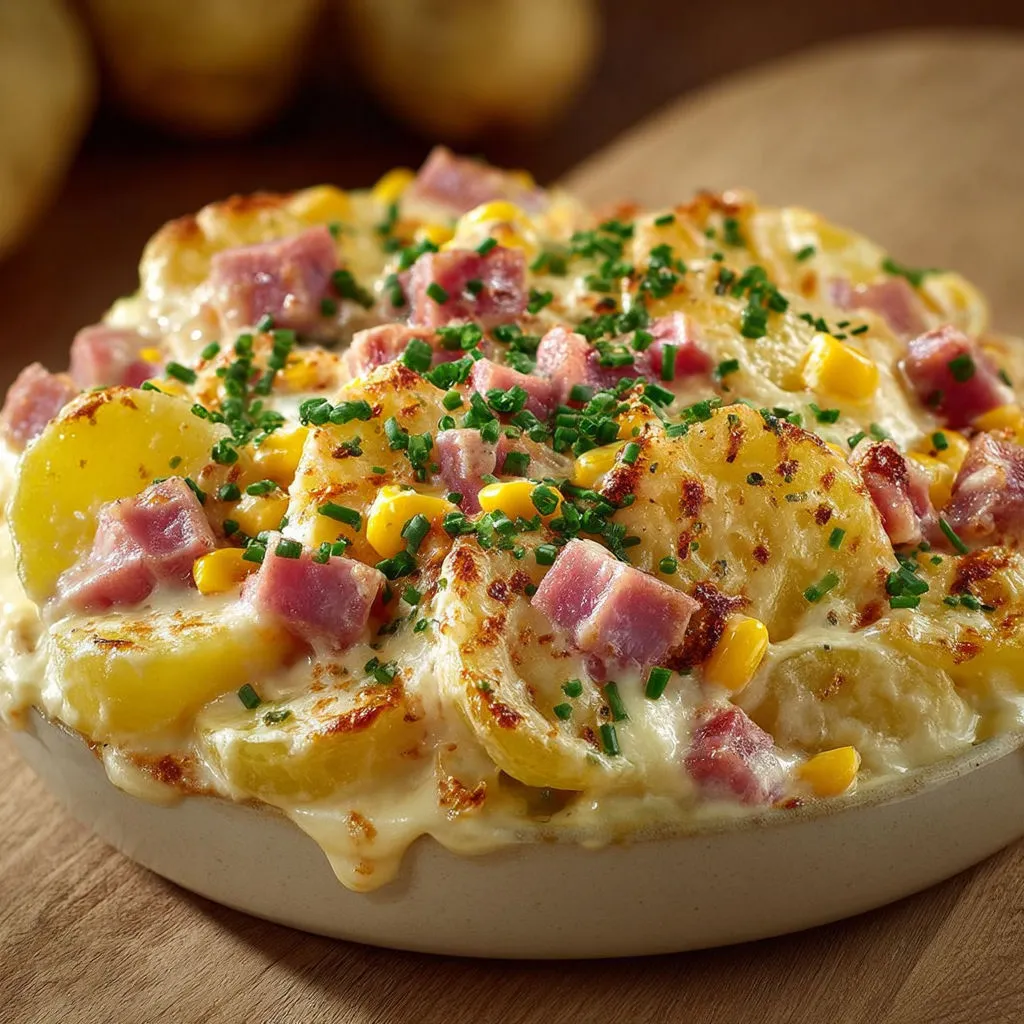 Un plat de pâtes au bacon et légumes, super coloré.