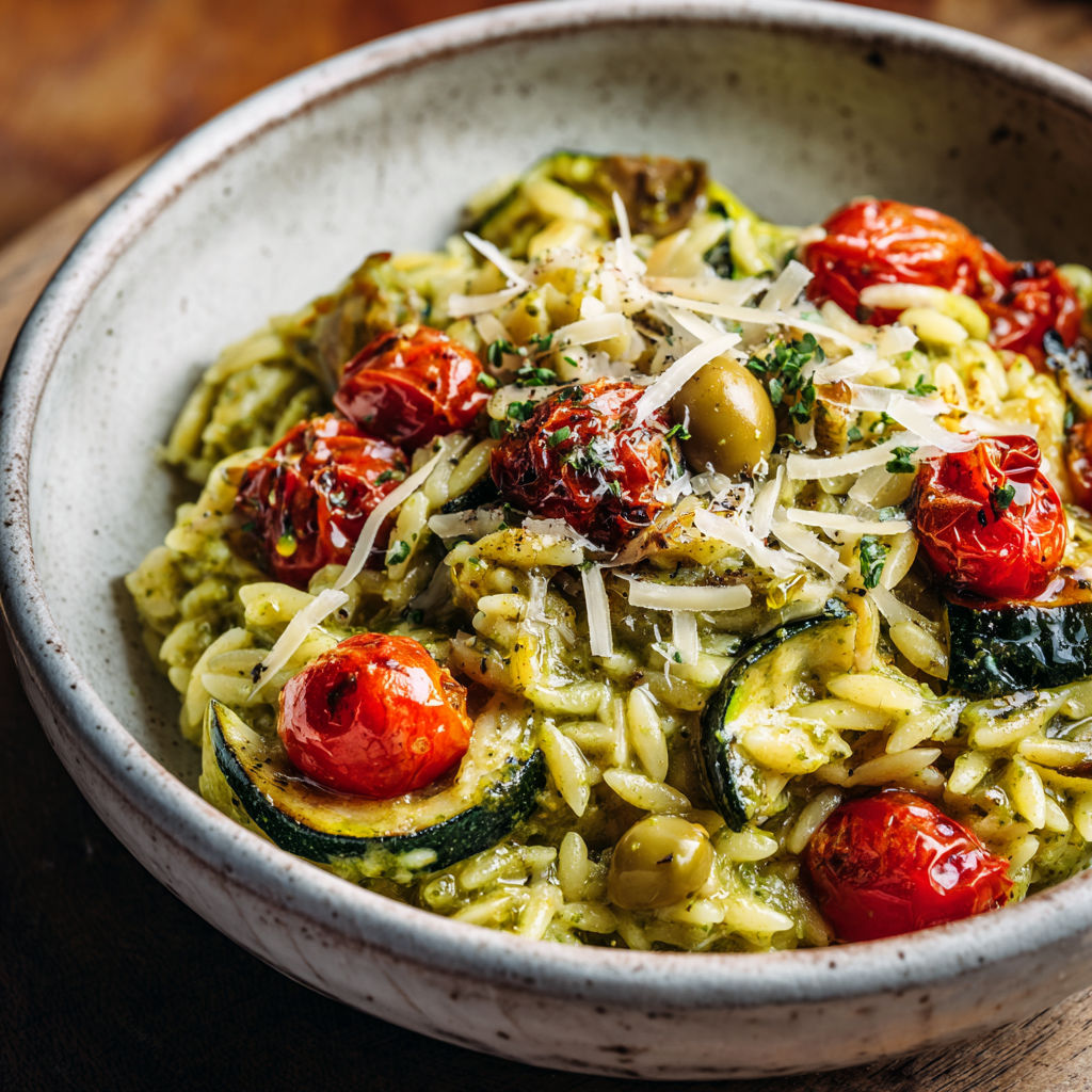 Salade de riz, tomates, herbes et olives.