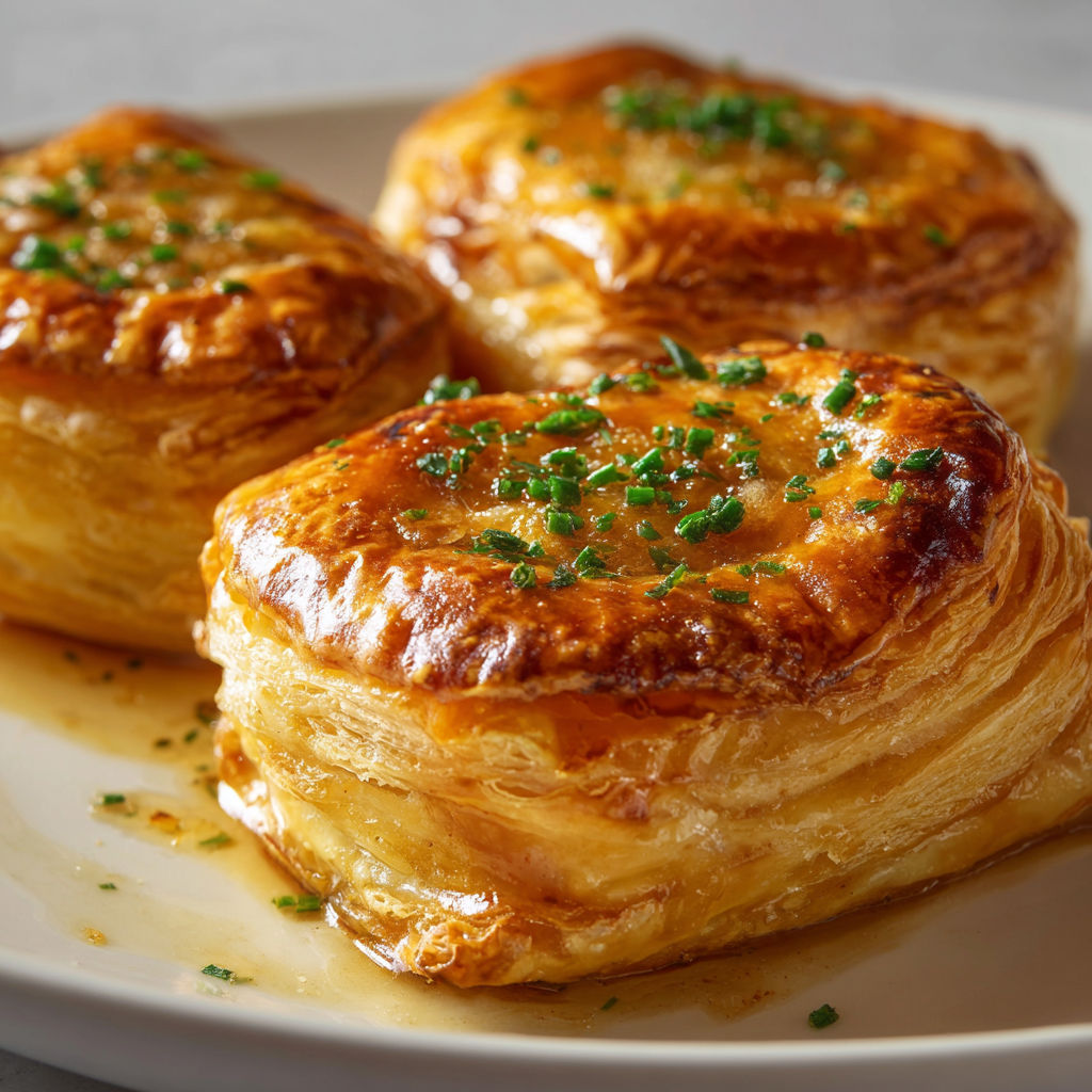Feuilletés au foie gras et oignons confits, raffinés et gourmands.